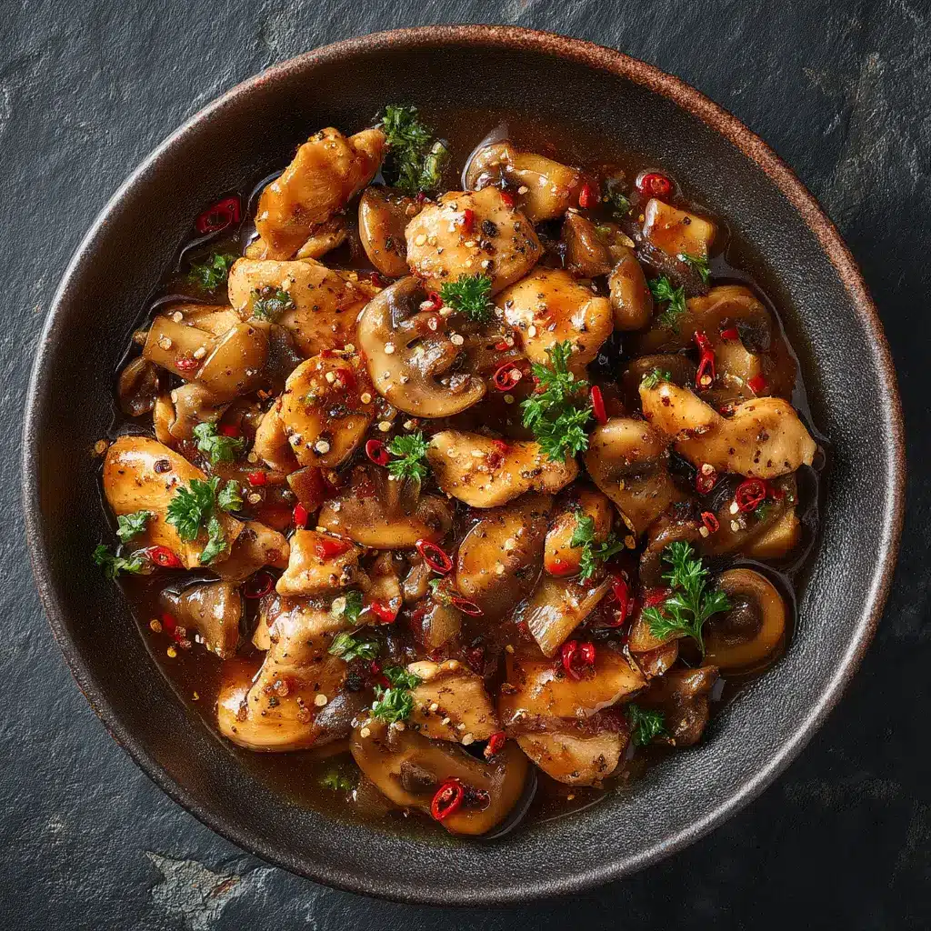 Black Pepper Chicken (Better Than Takeout!) 1 A serving of Black Pepper Chicken on a plate, paired with steamed white rice and chopsticks. The dish is vibrant and ready to eat.
